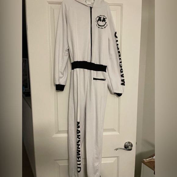 Marshmello costume large boys girls DJ artist Halloween pajamas jumpsuit - Picture 2 of 5